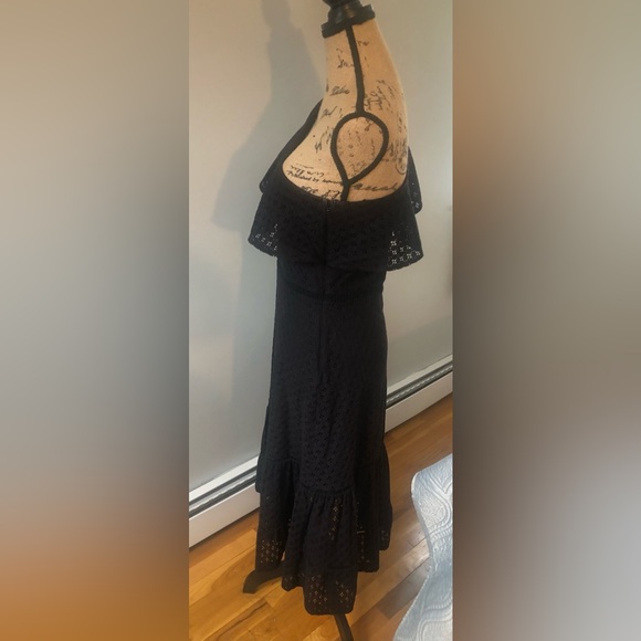 BLACK BANANA REPUBLIC ONE SHOULDER RUFFLE MIDI DRESS SIZE US 4 - Picture 7 of 11